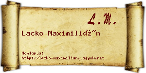 Lacko Maximilián névjegykártya